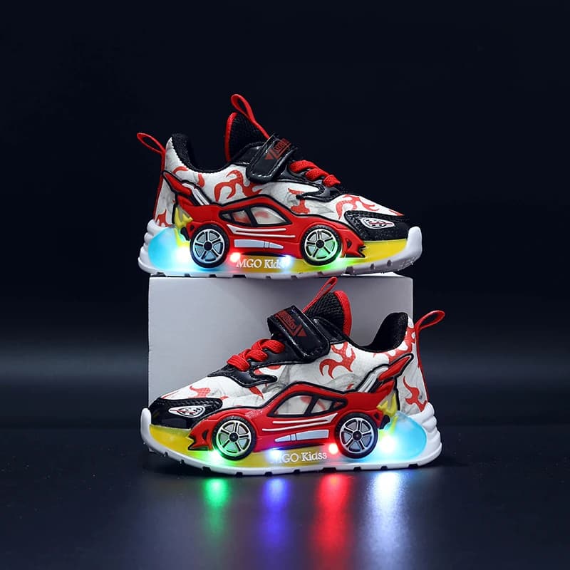Mgo Kids printemps et automne nouvelles chaussures de sport pour garçons en forme de voiture chaussu