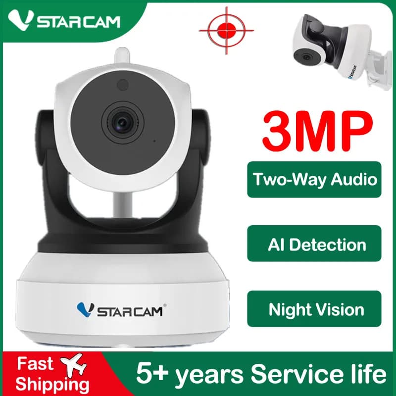 Vstarcam-Caméra de surveillance réseau Eye4 PTZ IP WiFi HD 3MP/1080p (C24S), dispositif de sécurité 