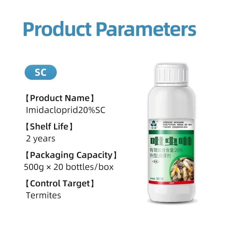Imidaclopride 20% SC, produits anti-termites non répulsifs, utilisés pour l'élimination des termites