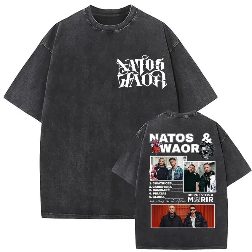 Lavé Vintage NATOS WAOR Hijos De La Ruina Logo Album Merch t-shirts hommes femmes Hip Hop gothique à