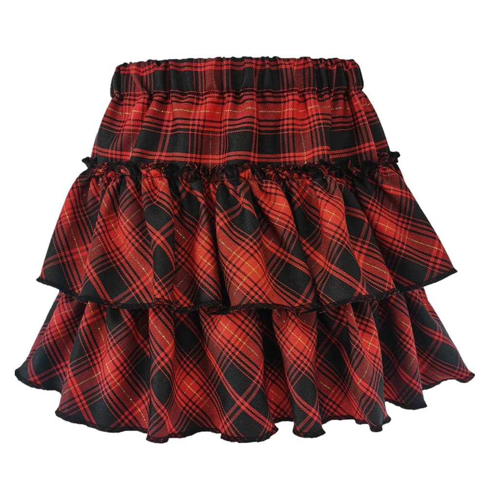 Jupe Lolita Cosplay Y2k rose, taille haute, à carreaux, Style collège japonais, pour jeunes filles