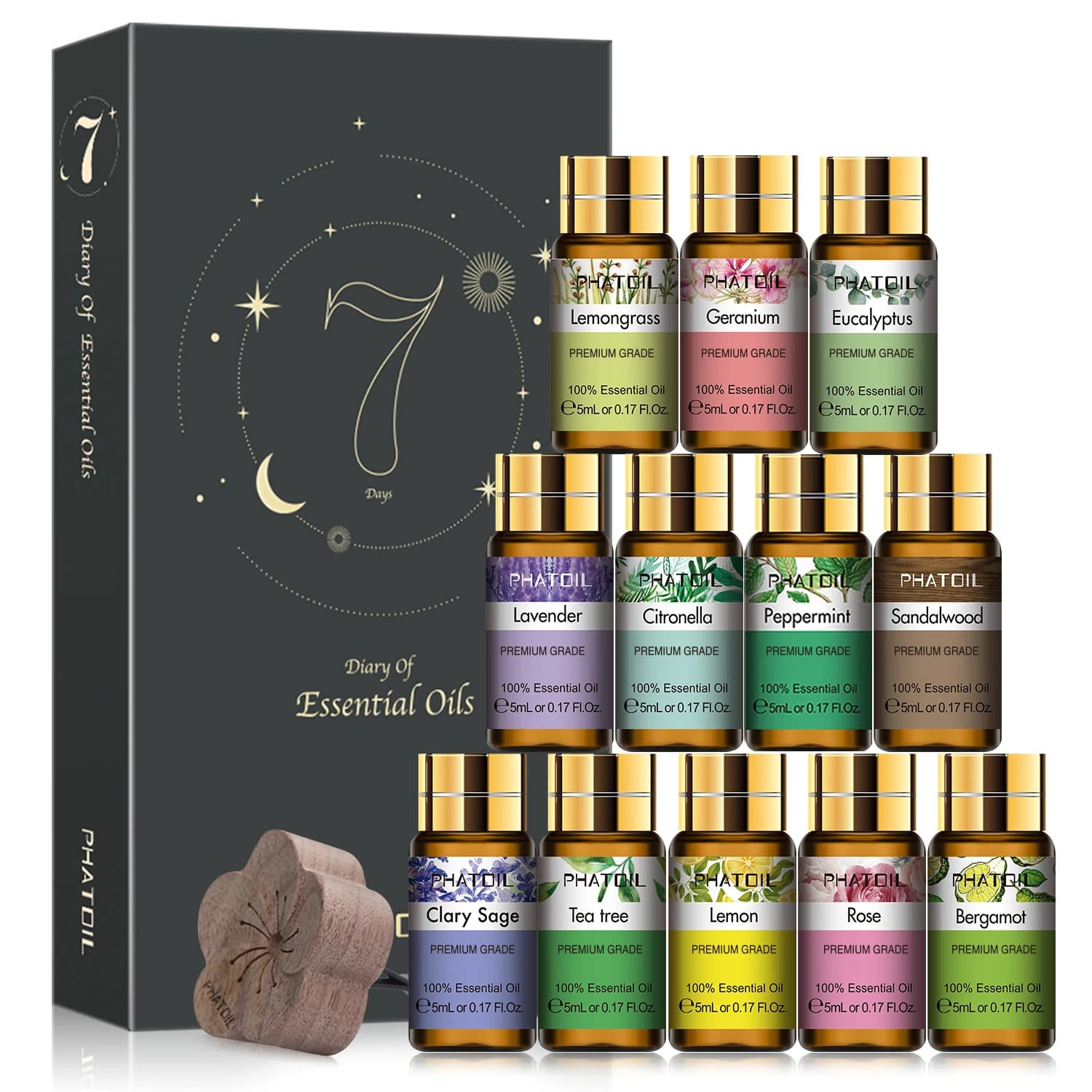 PHATOIL 12 pièces boîte-cadeau huiles essentielles pures pour humidificateurs diffuseur Massage Spa 