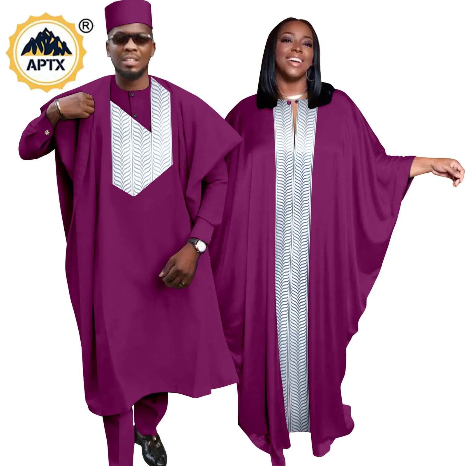 Abaya-Robes Africaines pour Femmes et Hommes, Tenues Assorties, Robes Musulmanes, Ensembles Haut et 