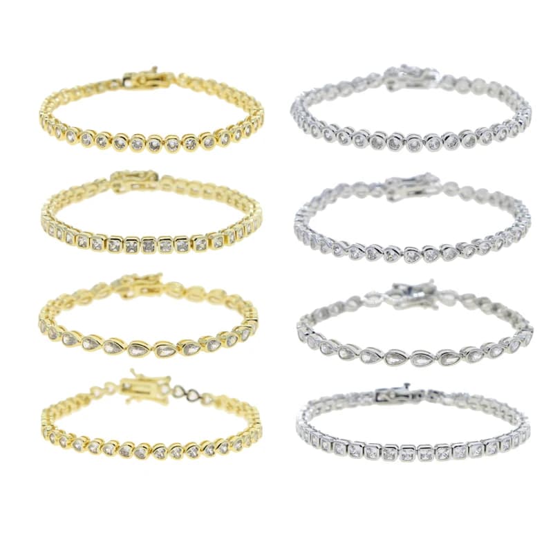 Bracelet en zircone cubique 5A CZ, lunette géométrique de différentes formes, chaîne de Tennis, bijo