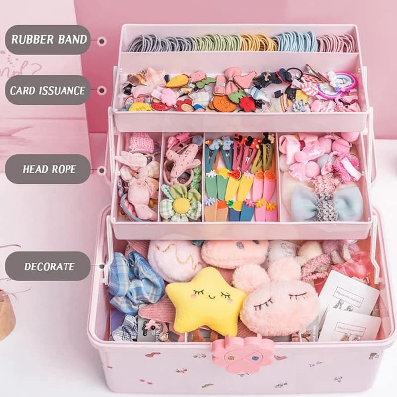 Boîte de rangement d'accessoires pour cheveux portables, corde de tête de bébé, épingle à cheveux, b