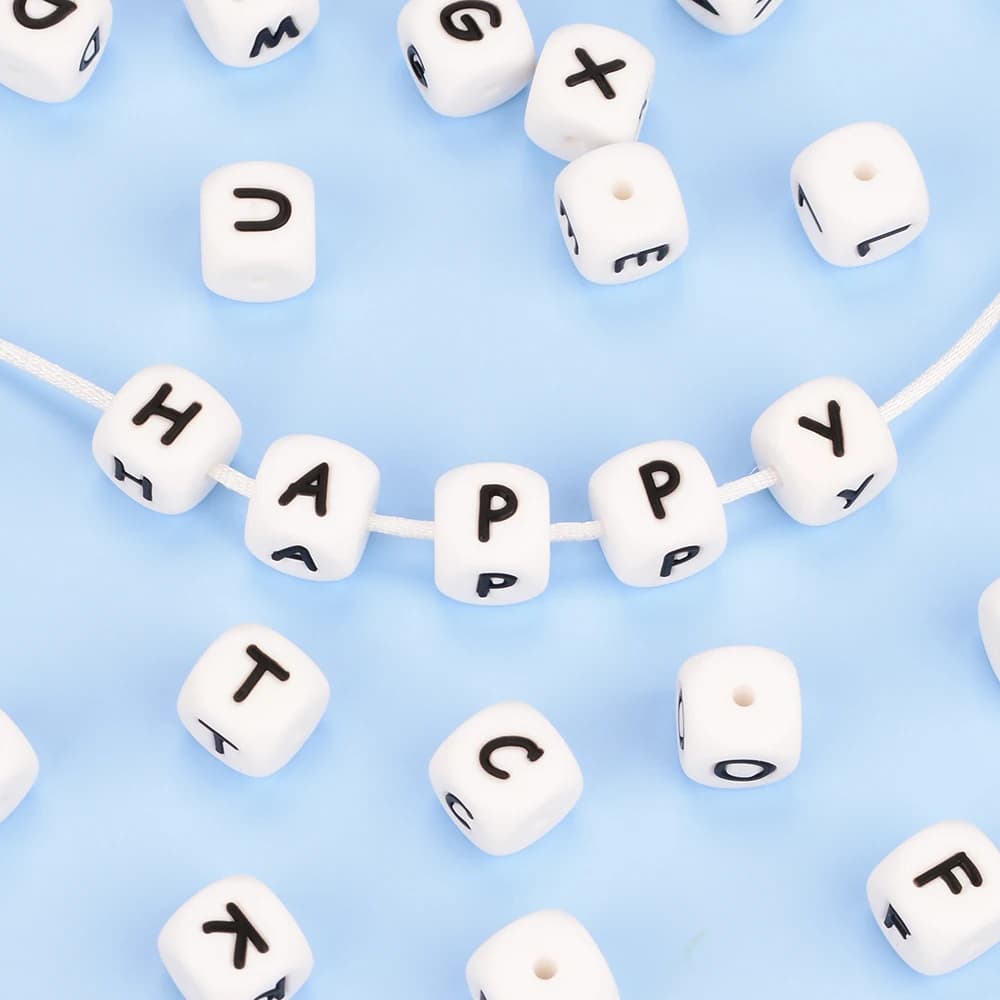 LOFCA 40 pièces/lot Alphabet 12mm lettre de qualité alimentaire perles en Silicone bébé perle sucett