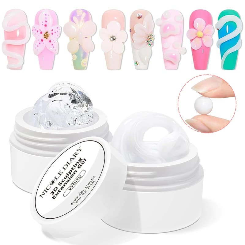 NICOLE DIARY blanc antiadhésif Extension de main Gel vernis à ongles pour 3D façonnage sculpture fle