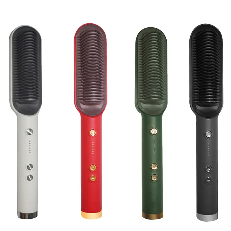 Brosse à lisser électrique PTC pour femme, sèche-cheveux en une étape, fer plat en céramique, peigne