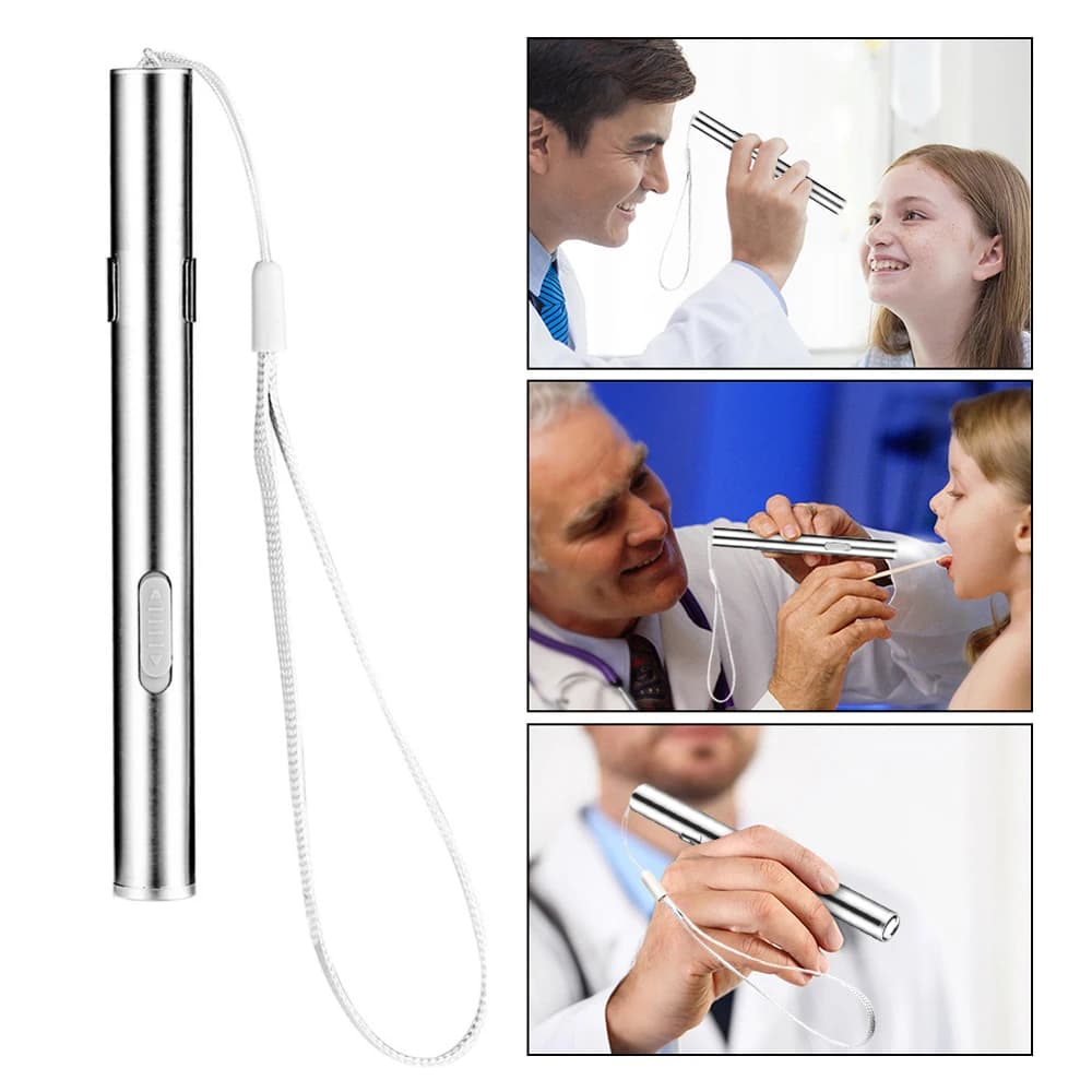 Mini lampe de poche médicale portable aste par USB avec pince en acier inoxydable, lampe torche LED 