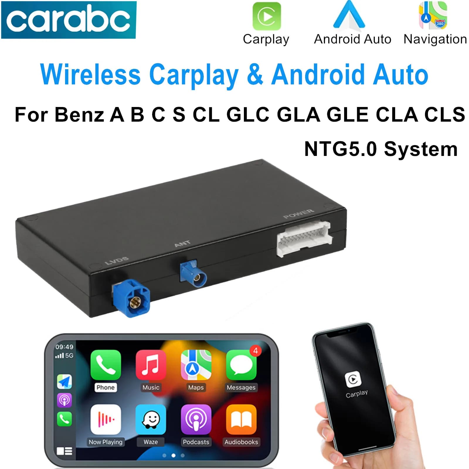 CARABC pour Mercedes Benz NTG 5.0 système A B C CL S CLA CLS classe GLA GLS GLC GLE sans fil CarPlay