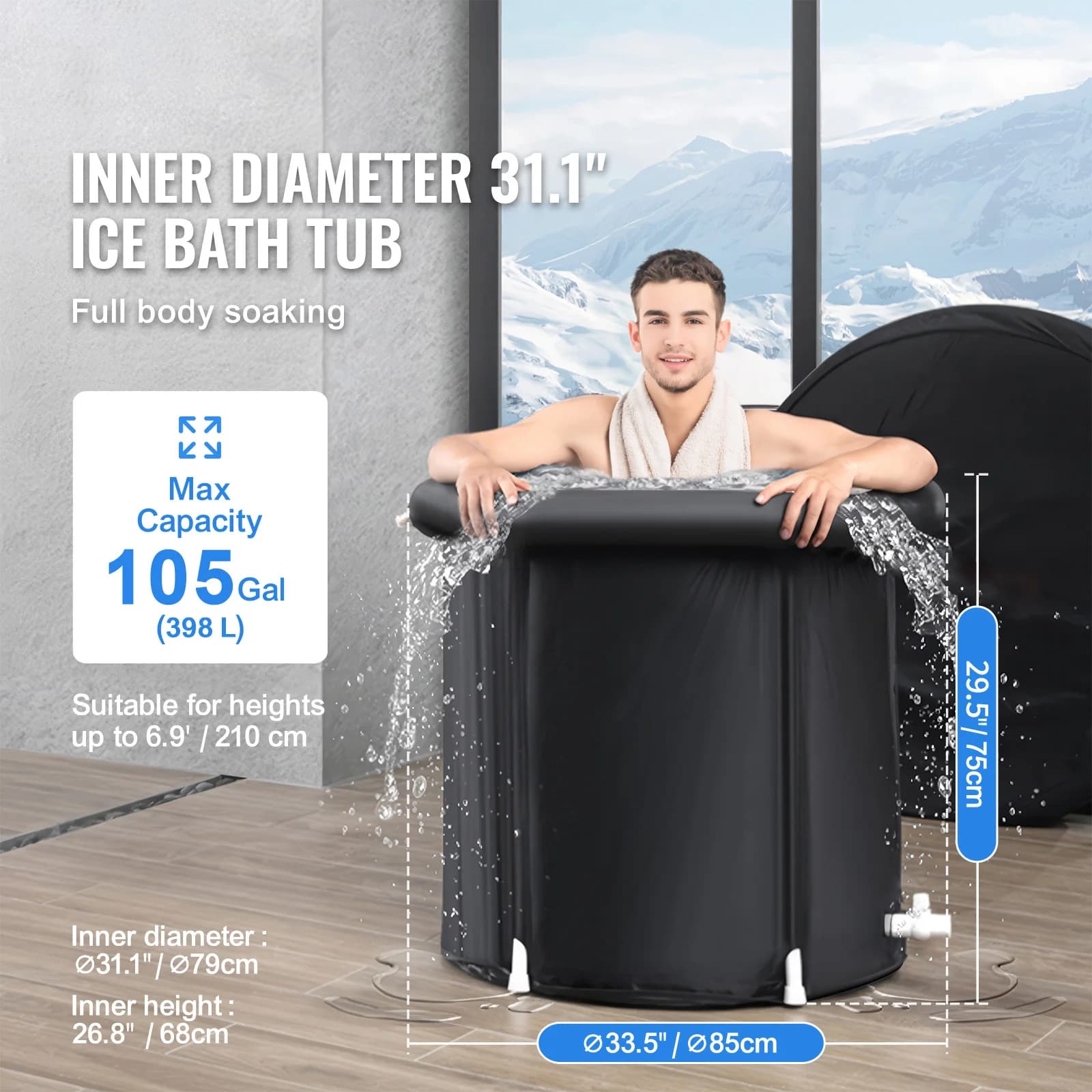 SucceBuy Baignoire à glace Terapia d'eau froide Baignoire plongeante pour athlètes Baril de glace ex