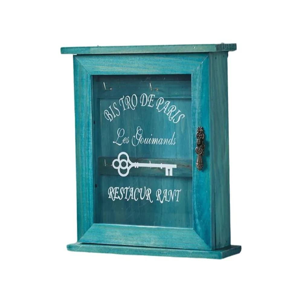 Décoration murale, porte-clés vintage, boîte de rangement pour clés rustique, porte-clés mural en bo