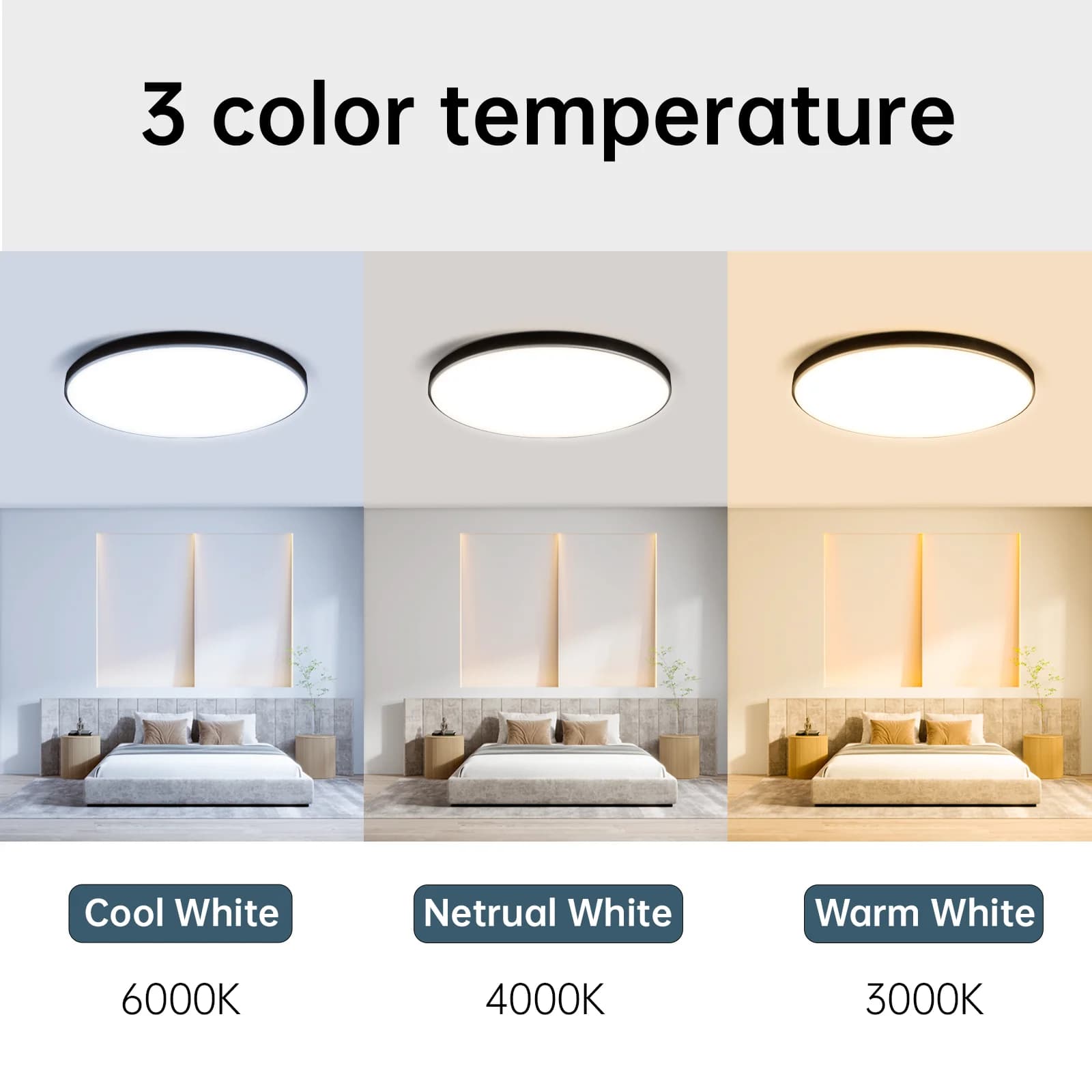 Plafonnier Bambou Led Rond Étanche De 18W, 30W,40W,Decken Lampe Led Luminaire De Plafond Pour Cuisin