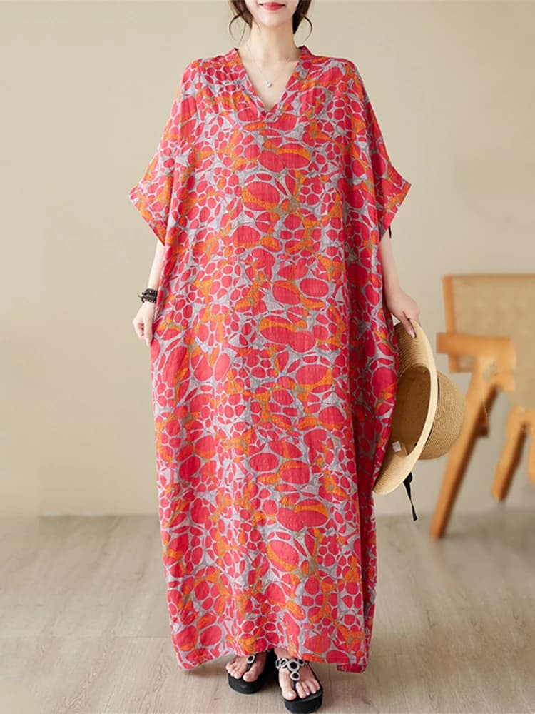Robes longues oversize vintage imprimées pour femmes 2026 – Décontractées, amples, pour les vacances