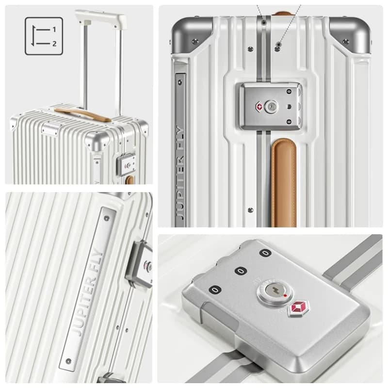 Valise de luxe matériau PC de haute qualité avec cadre en aluminium boîtier de chariot à verrouillag