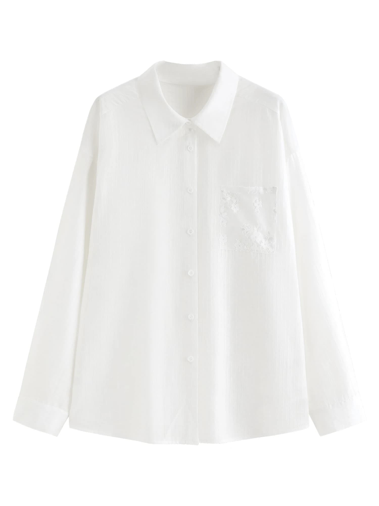 Chemisier blanc à nœud et dentelle pour femme FSLE 2026, col en V, manches courtes, chemise de créat