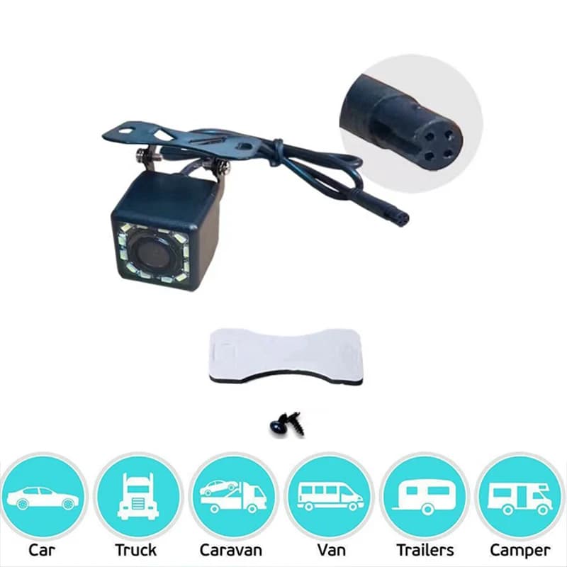 Caméra de recul pour enregistreur de conduite, image HD à 4 broches, lumière 12LED, ultra grand angl