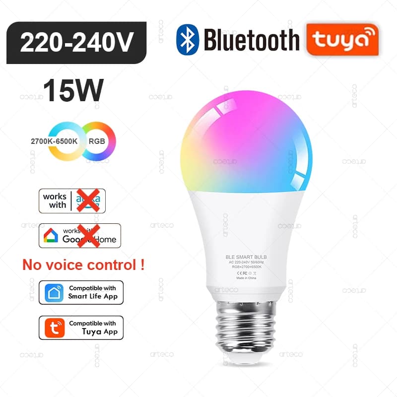 Tuya inda-Ampoule LED intelligente à intensité variable E14, ampoule GU10, WiFi, Zigbee, Bluetooth, 