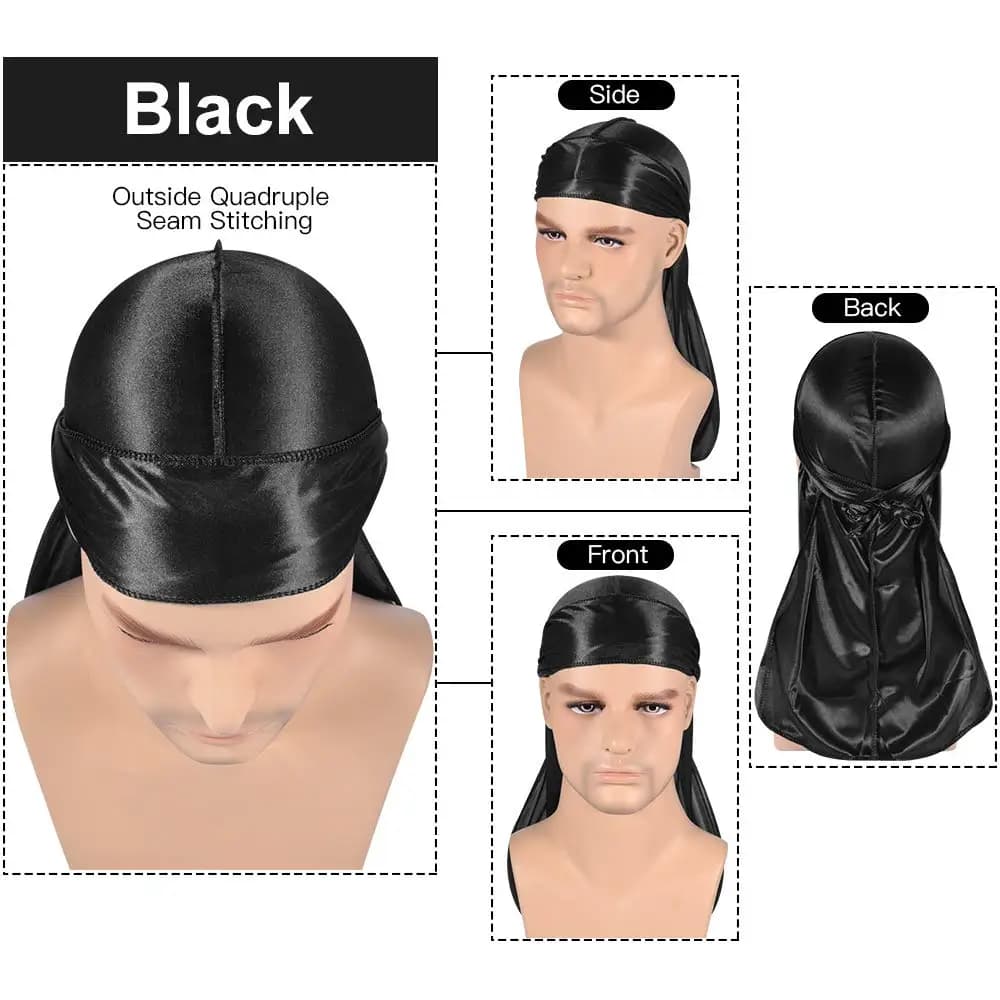 3 pièces bandeaux Durag soyeux Durag pour hommes femmes avec vague libre casquette Durags Pack avec 
