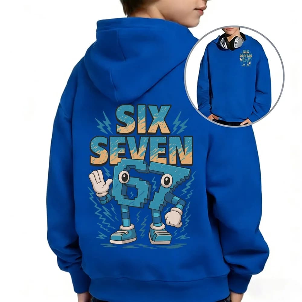 Sweat à capuche pour enfants imprimé Steal a Brainrot six or seven, chemisier décontracté à manches 