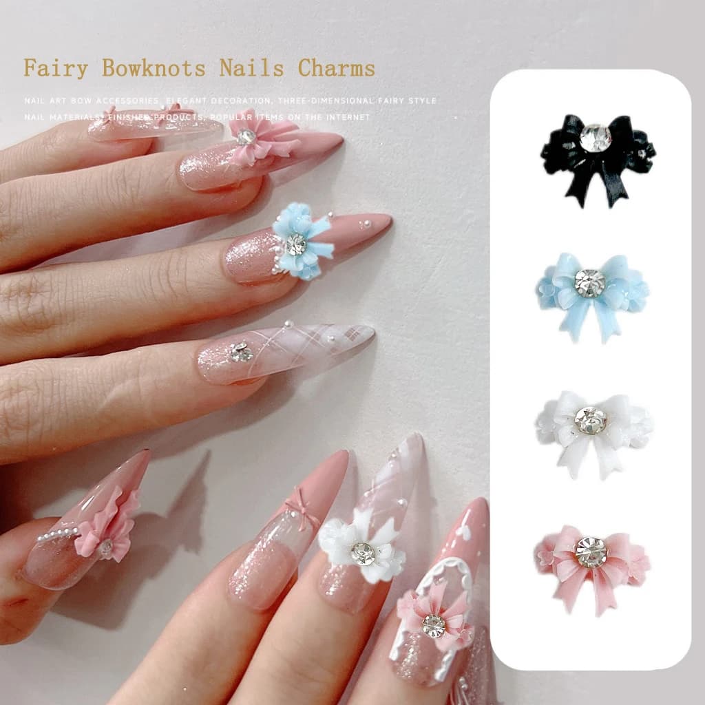 Nœuds féeriques de couleur unie, 30 pièces, breloques pour ongles en résine, nœuds minimalistes Doub