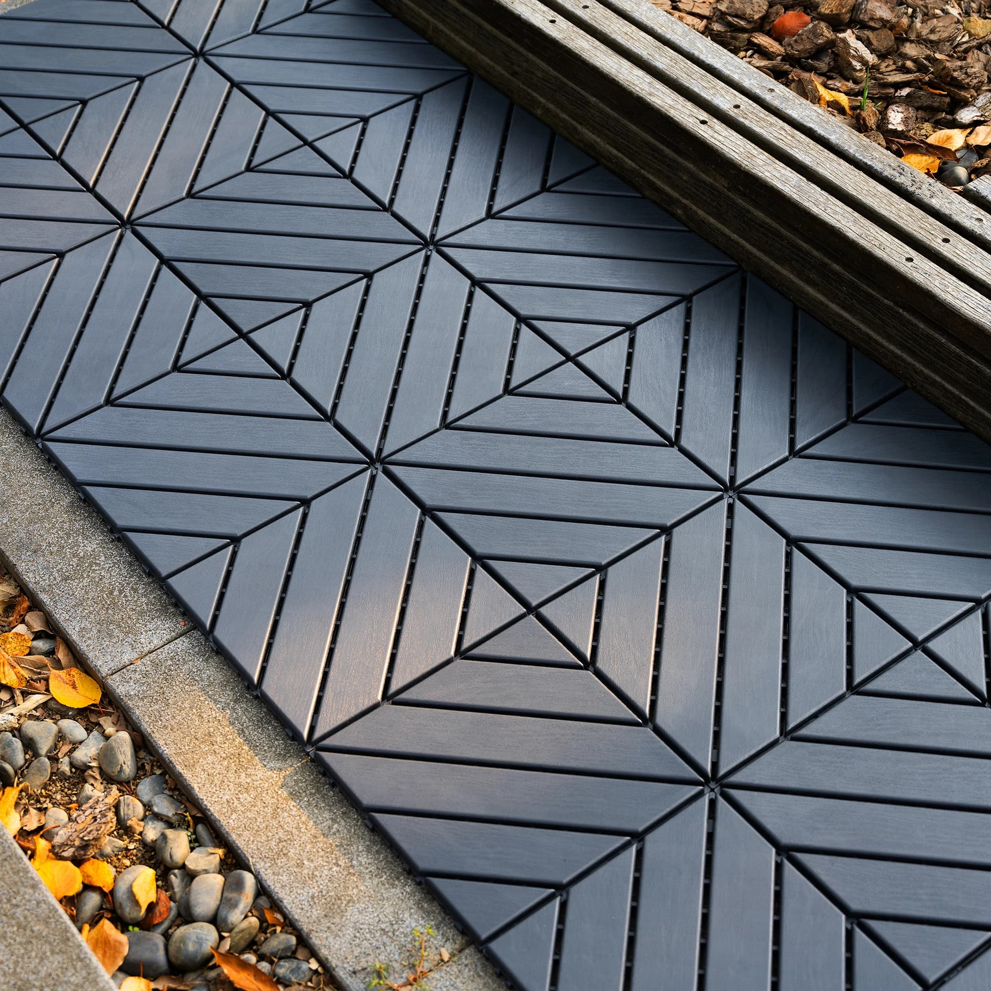 Carreaux de terrasse imbriqués en plastique, carreaux carrés étanches, utilisation par tous les temp