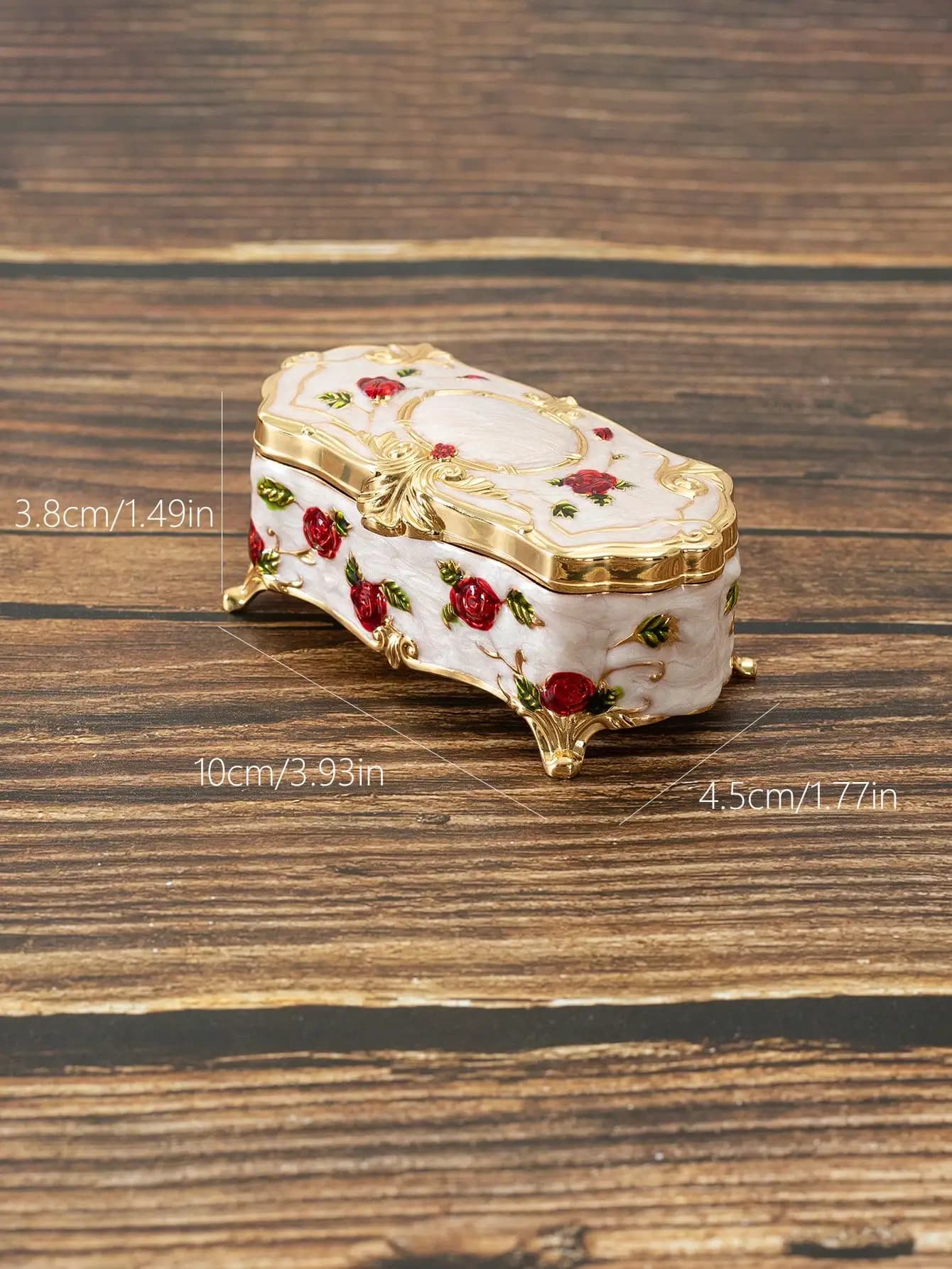 Boîte à bijoux vintage européenne créative en métal, petite boîte de rangement de bijoux, or, blanc,