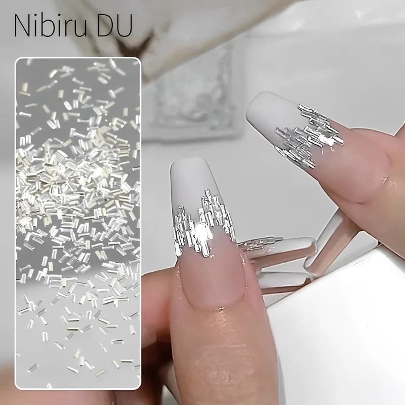 Strass réfléchissants pour ongles, 50 pièces, bande fine argentée, bandes de cristal pour Nail Art, 