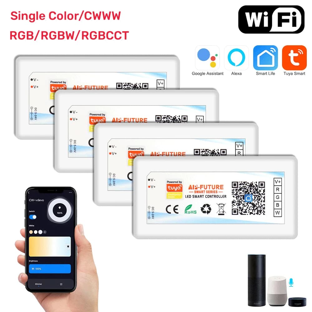 Tuya Wifi LED de contrôle gradateur intelligent DC5V-24V LED bande lumineuse CCT/RGB/RGBW pour Alexa