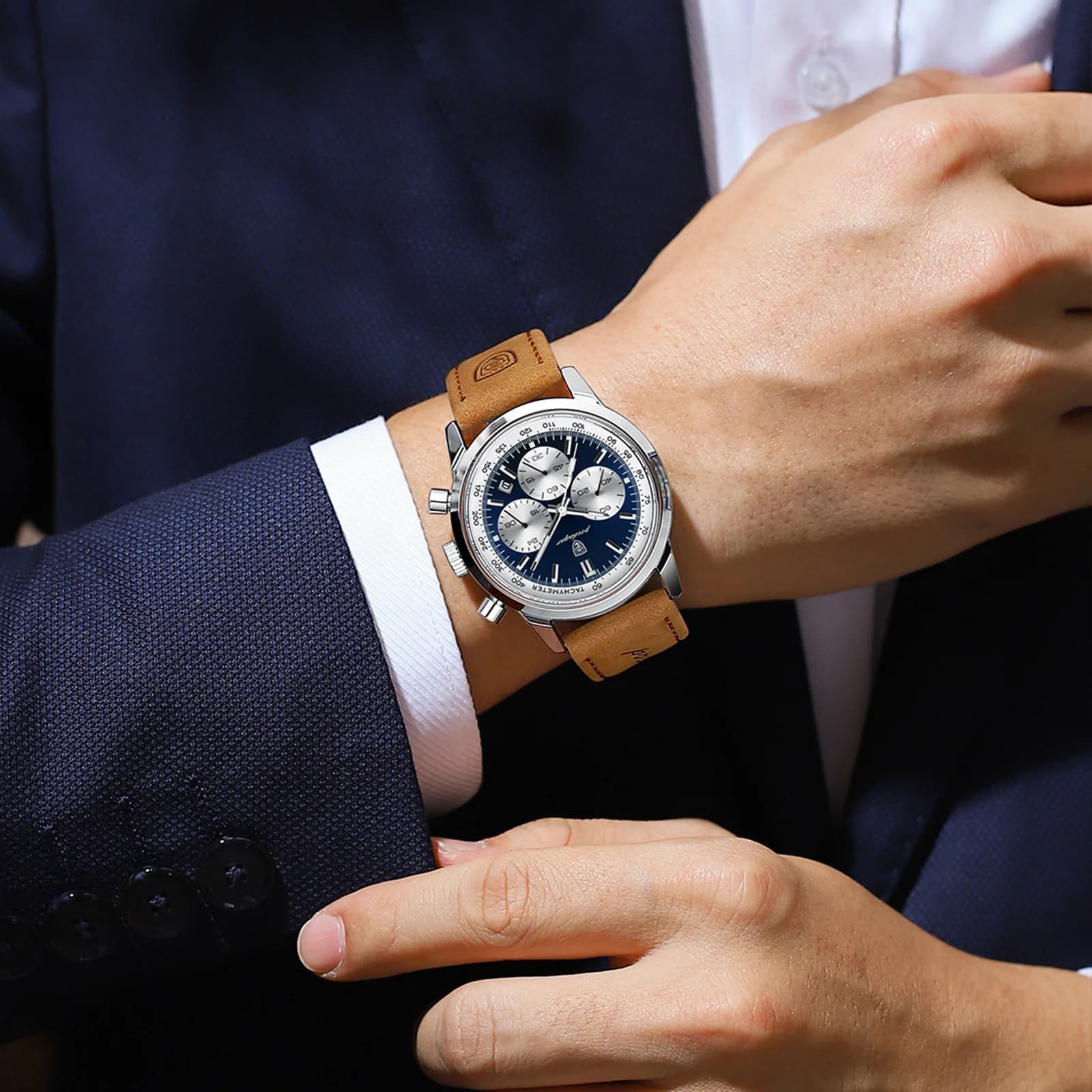 POEDAGAR avancé étanche calendrier veilleuse minuterie montre pour hommes affaires de luxe mode homm