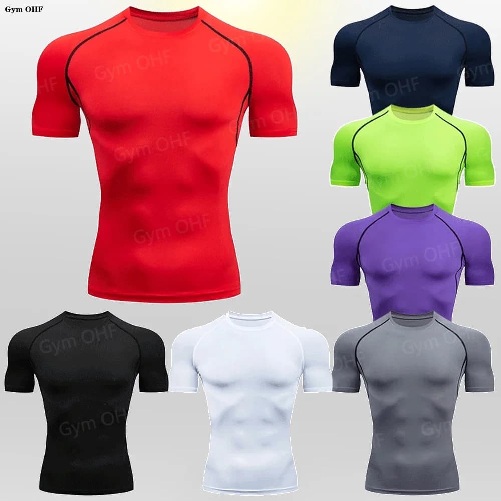 musculation sport homme tee shirt homme  T-shirt Rashguard à manches courtes pour homme, vêtement de