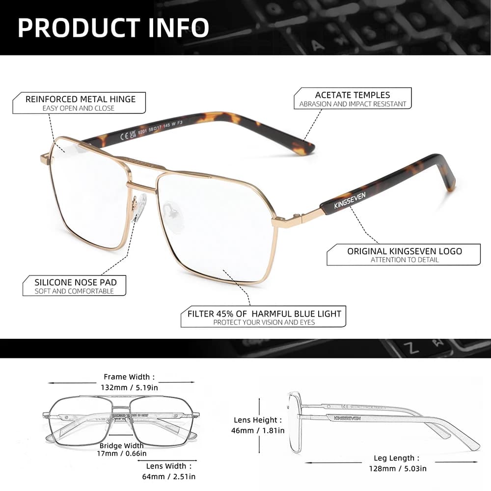 Lunettes anti-lumière bleue KINGSEVEN pour hommes/femmes, accessoire pour téléphone et ordinateur, b