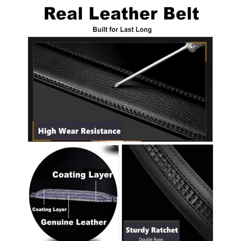 Ceinture automatique pour hommes Ceinture à boucle réglable en cuir véritable Ceinture de style équi
