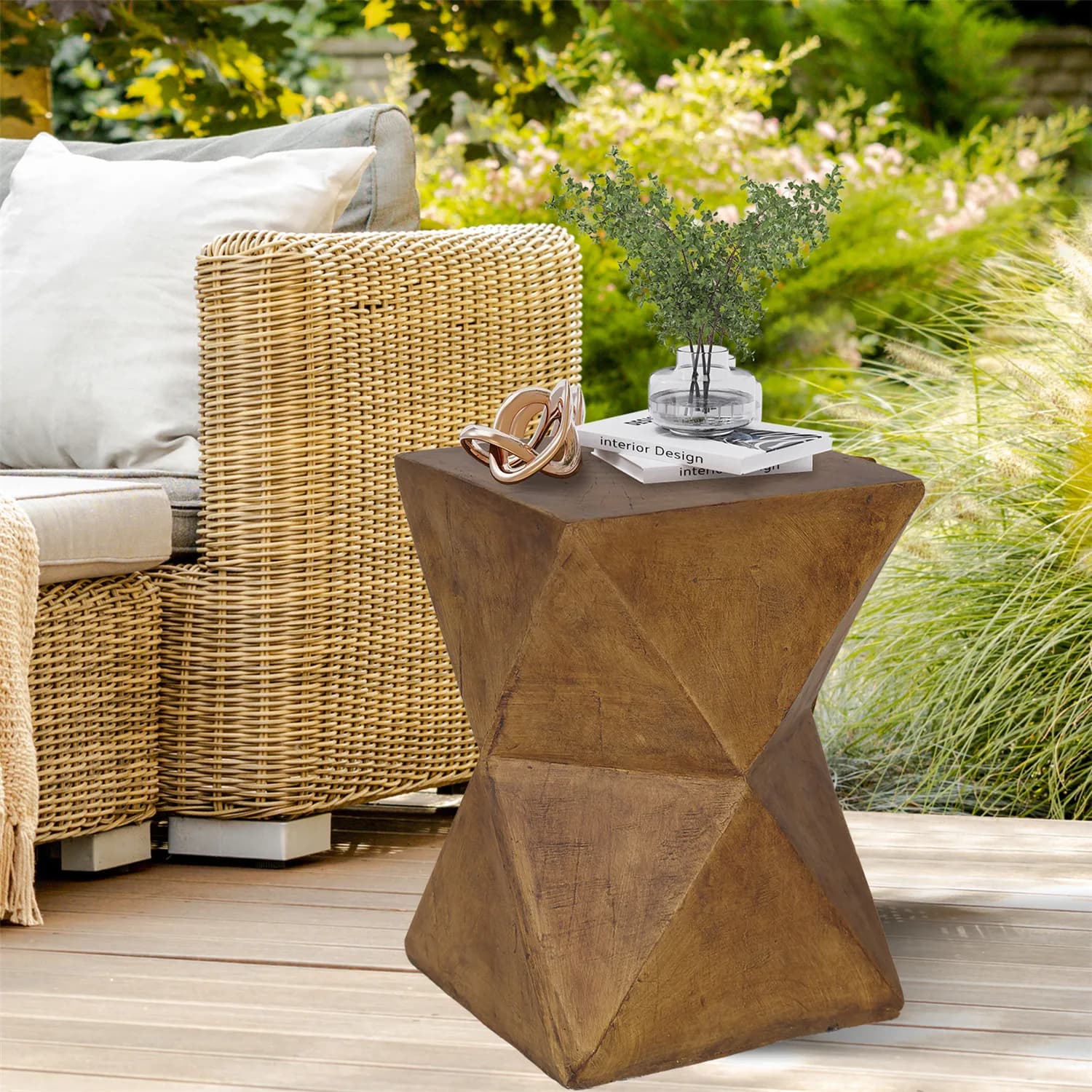 Table d'appoint en béton pour terrasse, table d'appoint pour canapé d'intérieur, table d'appoint pou