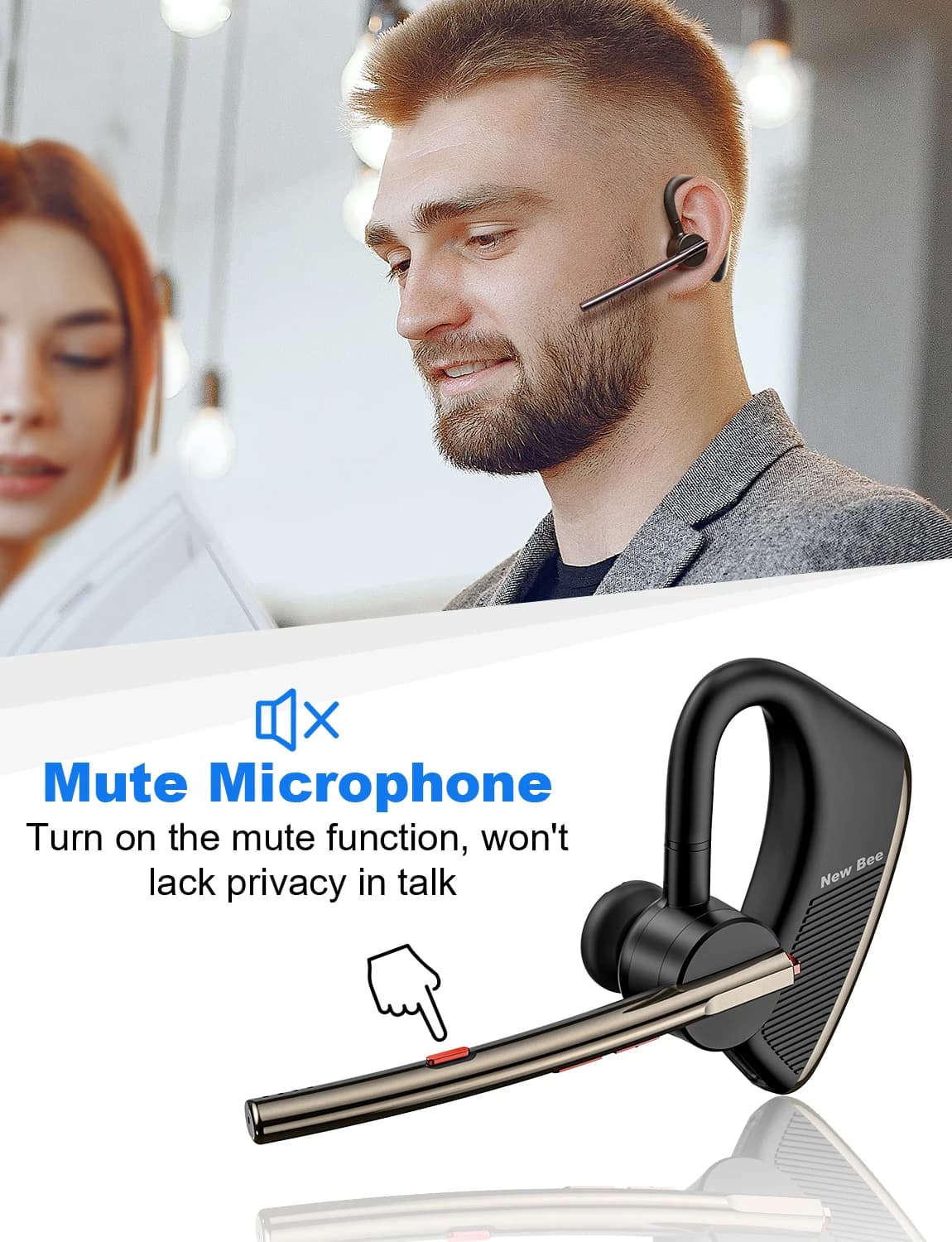 Nouveau Bee M50 Bluetooth casque sans fil écouteur écouteurs 24 heures de temps de conversation V5.2