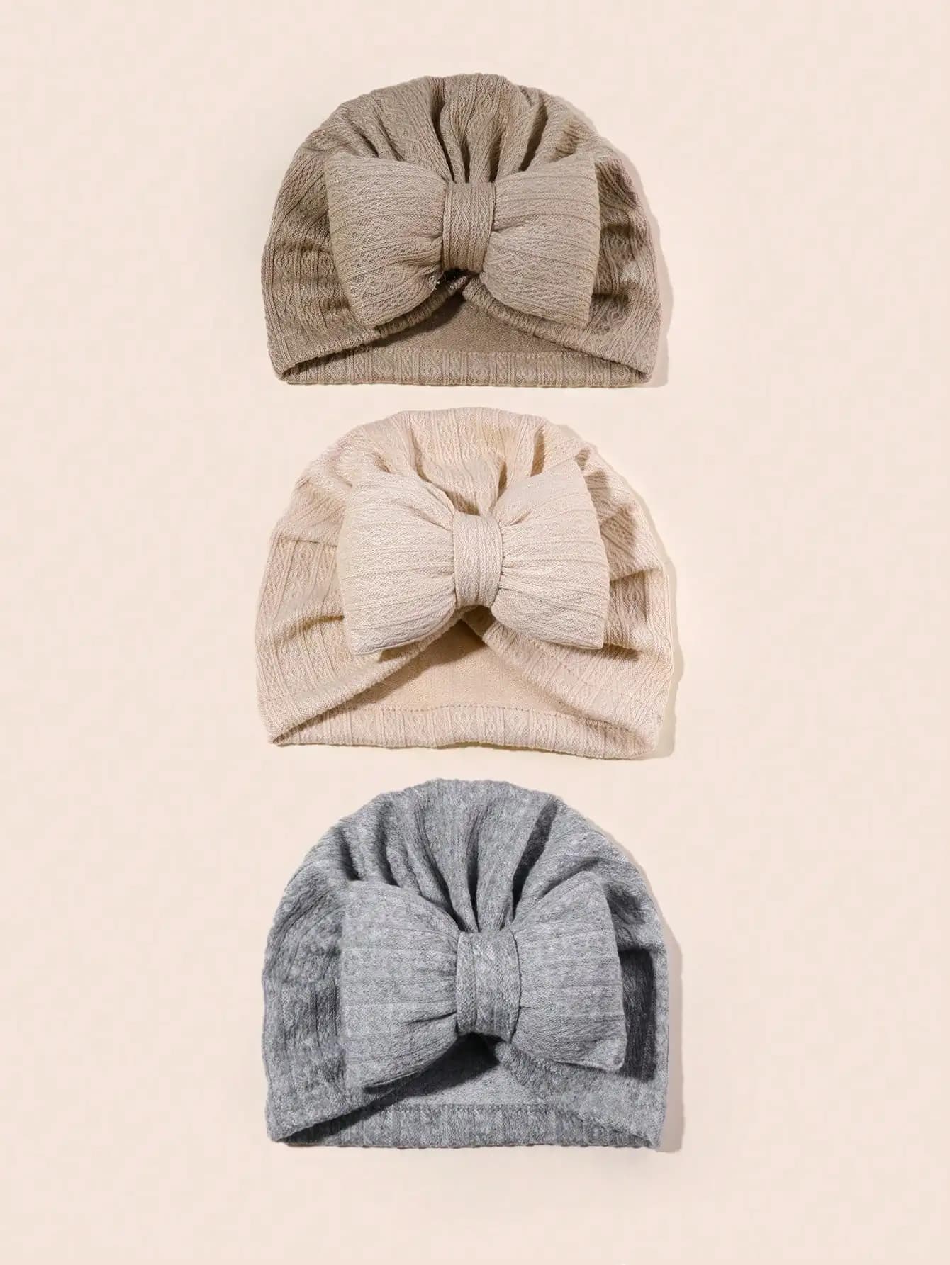 3 pièces/ensemble joli nœud papillon tricoté bébé chapeau mignon couleur unie bébé filles garçons ch