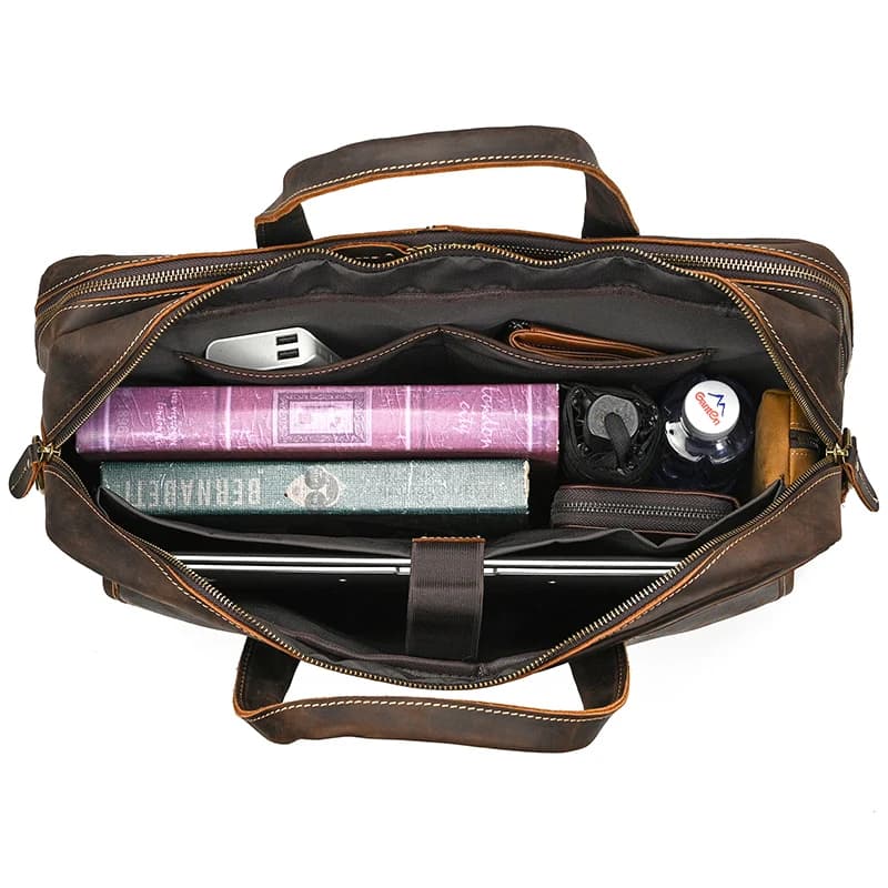 Grand porte-documents en cuir véritable pour ordinateur portable de 45cm, sac pour ordinateur de 16 
