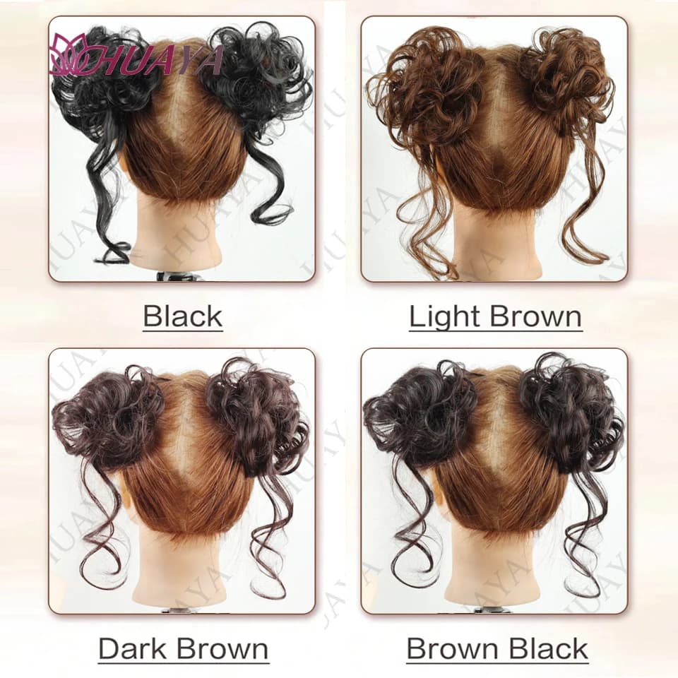 2 pièces synthétique désordre Updo cheveux Chignon Chignon chouchous faux cheveux bande tresse élast