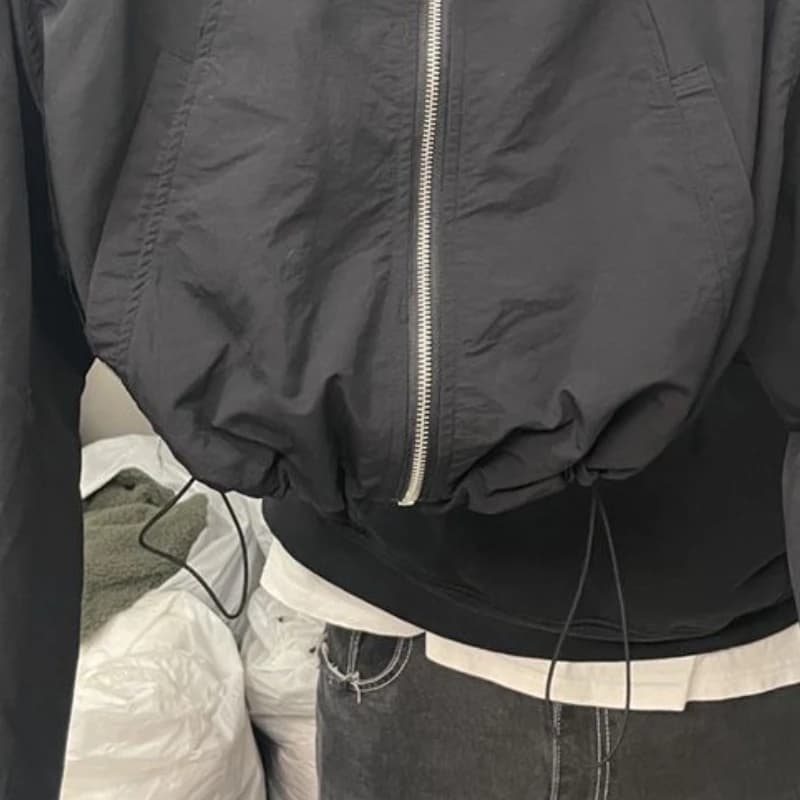 Vestes basiques à manches longues pour femmes, OupillBaggy, Plissé, Court, Zippé, Décontracté, Collè