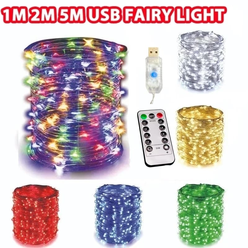 Guirxiété lumineuse LED USB avec télécommande, lampes de décoration, mariage, Noël, vacances, nouvel
