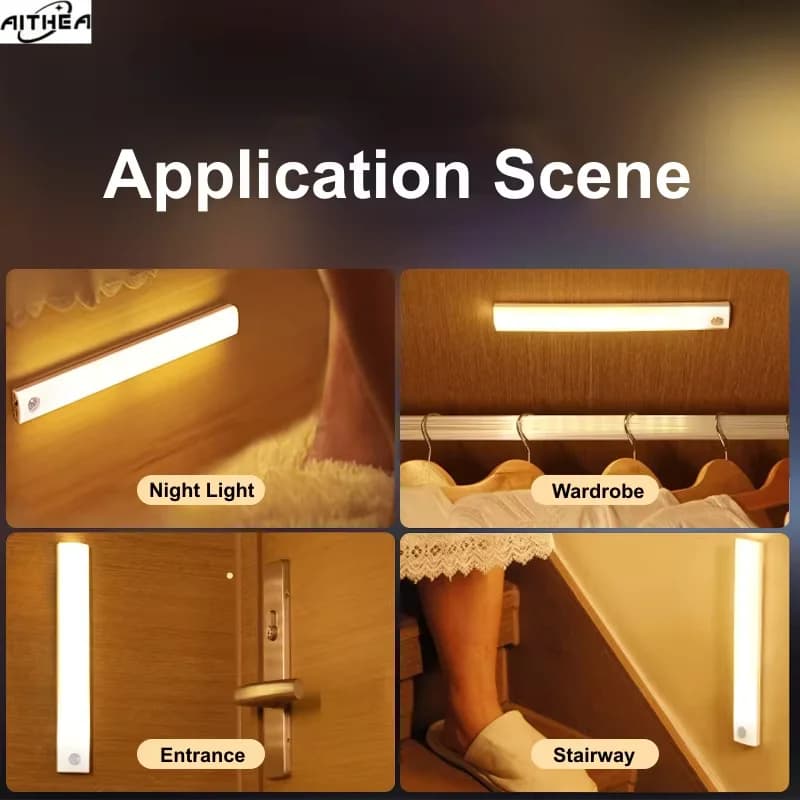 Lampe LED à détecteur de mouvement AITHEA PIR, rechargeable par USB, lumière de nuit à induction, la