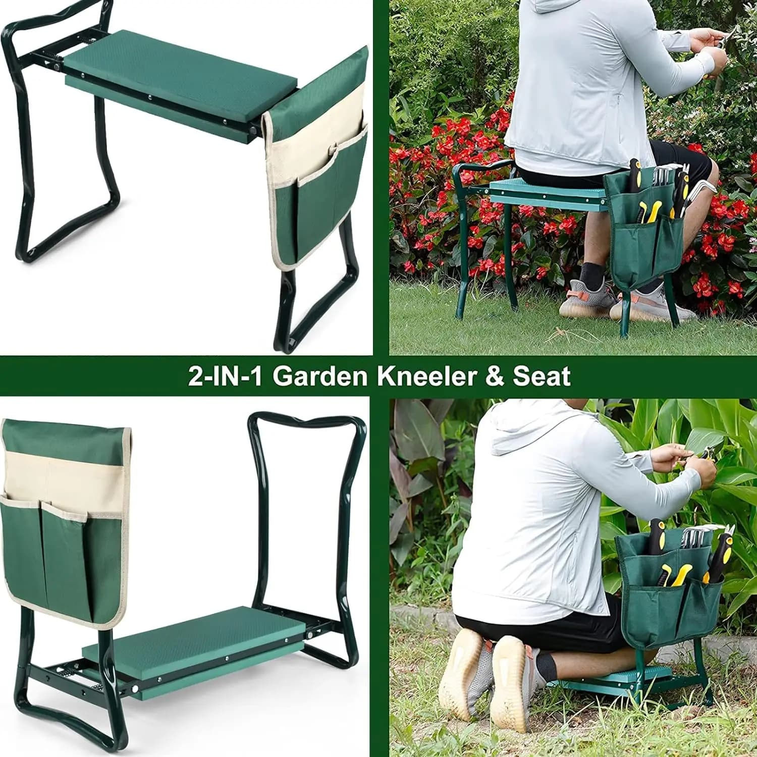 Genouillère et siège de jardin pliants améliorés, banc de jardin pliant amélioré, portable avec olig