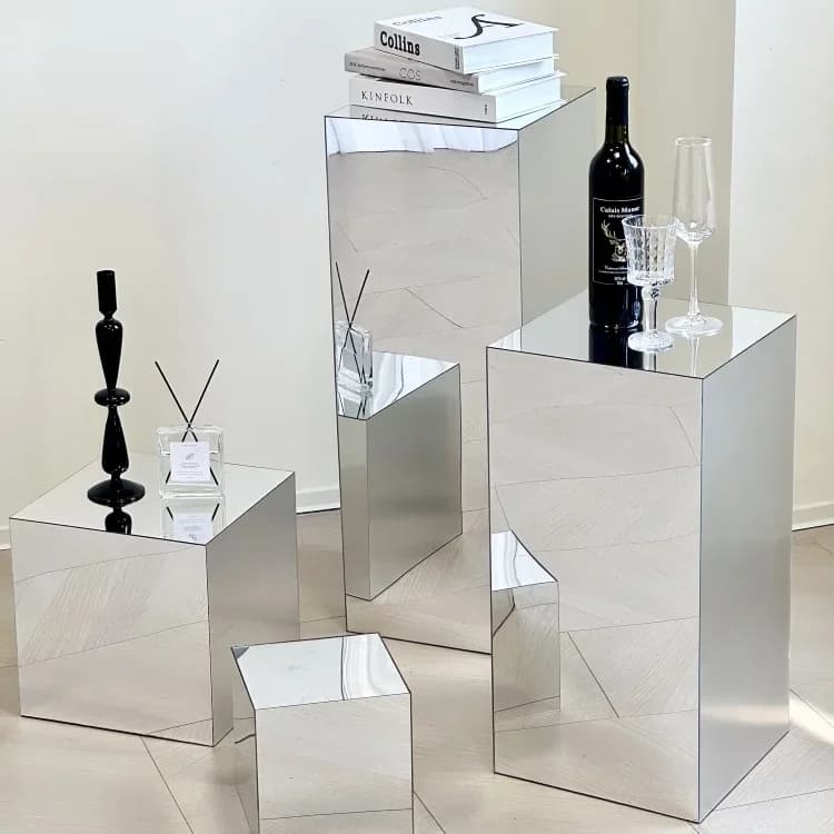 Boîte de présentation carrée pour miroir, support décoratif, base d'affichage d'accessoires photo, t