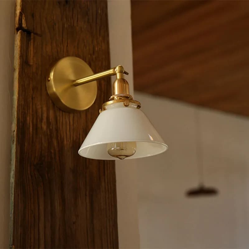 Applique Murale en Bronze Jaune, Style Nordique Rétro, Simple, pour Salle de Bain, Miroir en Verre, 