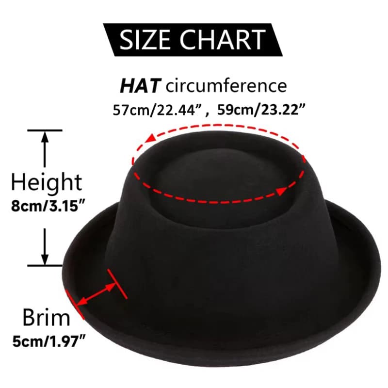 GEMVIE-Chapeau Classique en Feutre Doux pour Homme et Femme, Fedora à Bord Incurvé, 100% Laine, Auto