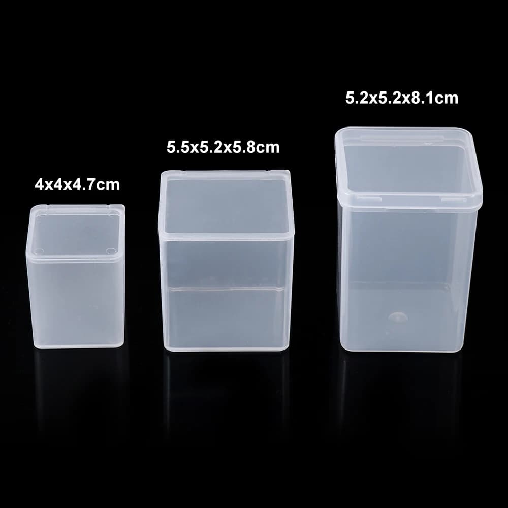 Petites boîtes de rangement en plastique avec couvercle à charnière, nombreuses boîtes transparentes