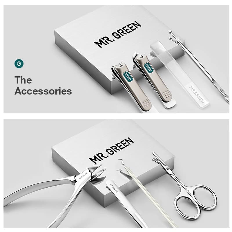 MR.GREEN-Ensemble de Manucure et Pédicure en Acier Inoxydable, Coupe-Ongles Professionnel, Outils av