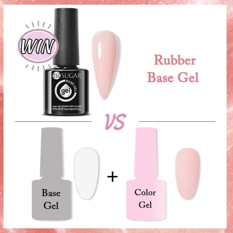 UR SUGAR 7ml rose nu Base en caoutchouc naturel Gel vernis à ongles Semi Permanent Chrome paillettes