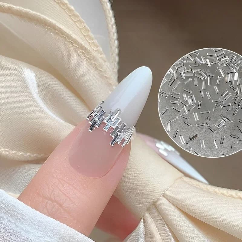 Strass réfléchissants pour ongles, 50 pièces, bande fine argentée, bandes de cristal pour Nail Art, 