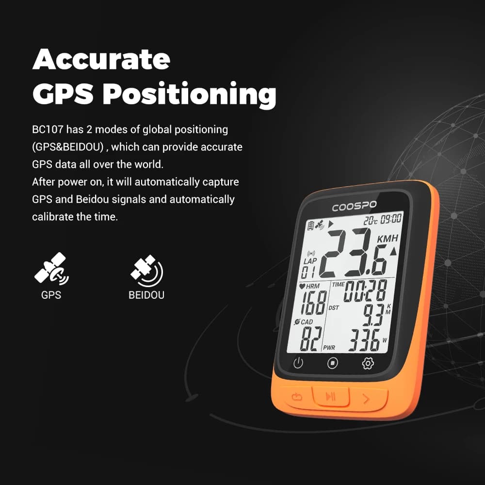 Coospo – compteur de vélo sans fil BC107, GPS, odomètre, compteur de vitesse, 2.4 pouces, bluetooth 